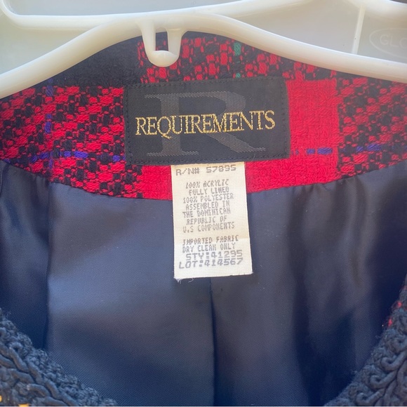 Vintage Requirements red black boucle long sleeve plaid jacket 80s - Picture 3 of 10